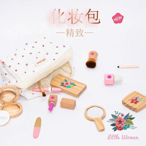 兒童寶寶木製梳妝台玩具化妝包卡通角色扮演扮家家酒遊戯安全環保
