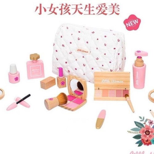 兒童寶寶木製梳妝台玩具化妝包卡通角色扮演扮家家酒遊戯安全環保