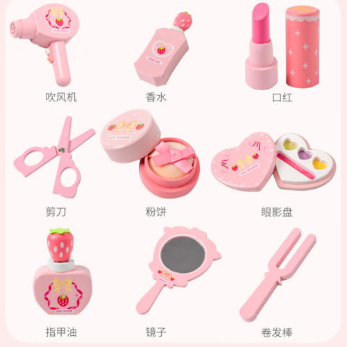 兒童仿真梳妝台公主化妝桌首飾盒木製玩具女孩生日禮物玩具2-6嵗3