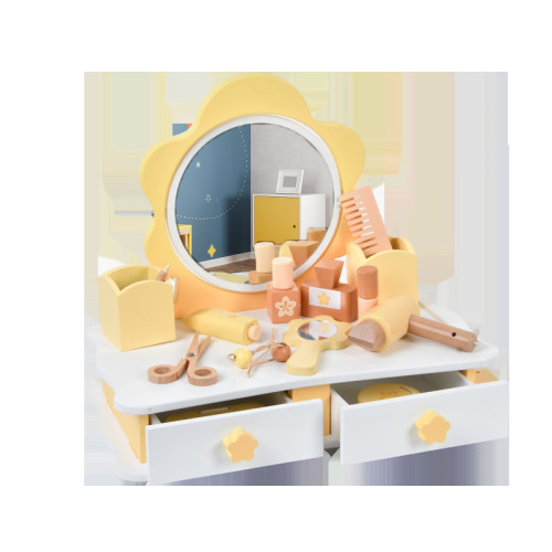 巴比伯木質花型化妝台扮家家酒女孩玩具梳妝台仿真類化妝品兒童玩具