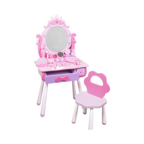 仿真木質兒童化妝台公主梳妝台扮家家酒玩具套裝1-3嵗6女孩生日禮物 仿真木質兒童化妝台公主梳妝台扮家家酒玩具套裝1-3嵗6女孩生日禮物