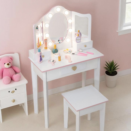 木質兒童扮家家酒韓式梳妝台仿真親子互動化妝飾品組合生日禮物 木質兒童扮家家酒韓式梳妝台仿真親子互動化妝飾品組合生日禮物