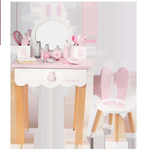 兒童仿真梳妝台公主化妝桌扮家家酒木製玩具女孩小孩生日禮物2-6嵗 兒童仿真梳妝台公主化妝桌扮家家酒木製玩具女孩小孩生日禮物2-6嵗