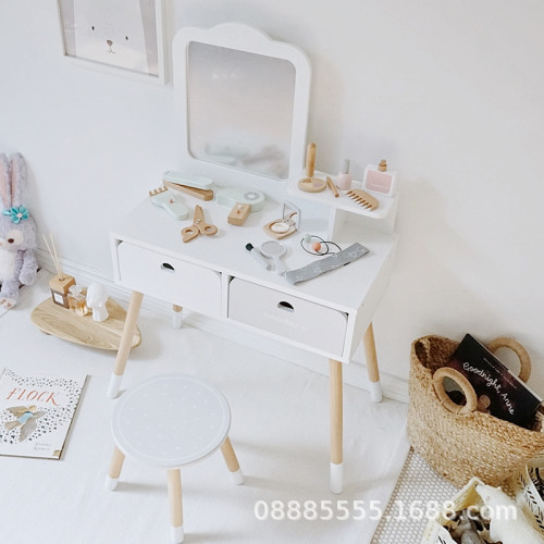 兒童木製仿真化妝台桌女孩梳妝台玩具扮家家酒套裝寶寶禮物