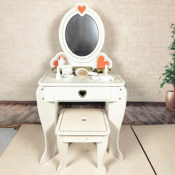 木製扮家家酒歐式豪華白色梳妝台女孩化妝寶寶模仿親子互動玩具