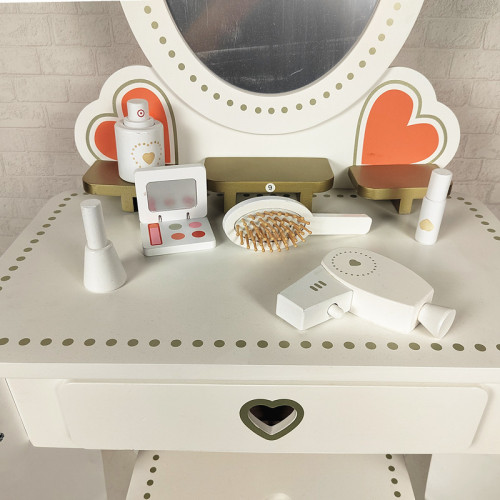 木製扮家家酒歐式豪華白色梳妝台女孩化妝寶寶模仿親子互動玩具