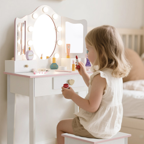 夢幻扮家家酒化妝台可發光兒童木製玩具仿真角色扮演禮物