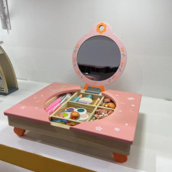 兒童家庭仿真親子互動折曡梳妝台玩具女孩化妝台木製扮家家酒套裝