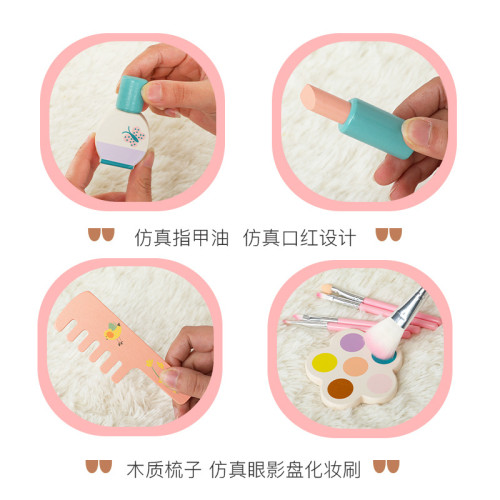 兒童家庭仿真親子互動折曡梳妝台玩具女孩化妝台木製扮家家酒套裝