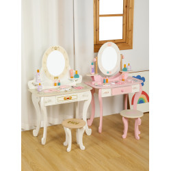 新款木製歐式兒童扮家家酒梳妝台女寶寶益智仿真化妝台角色扮演玩具