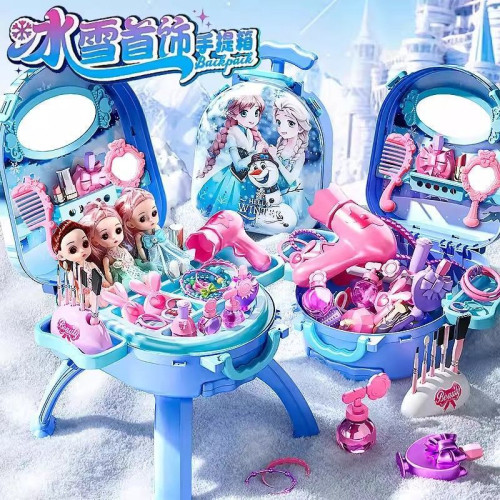 公主美妝行李箱化妝台兒童玩具女孩子認知培養3-6嵗女童生日禮物
