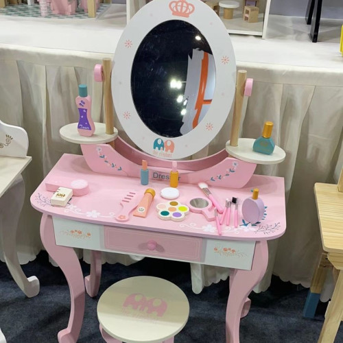 木製女孩白色梳妝台扮家家酒兒童化妝台套餐寶寶模仿美妝禮物玩具 木製女孩白色梳妝台扮家家酒兒童化妝台套餐寶寶模仿美妝禮物玩具