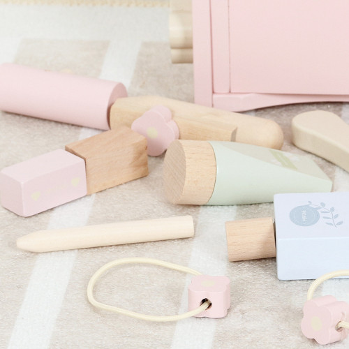 兒童木製仿真扮家家酒桌面梳妝台套裝木質女孩化妝品組合彩妝玩具