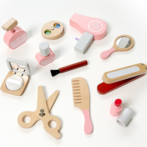 兒童家庭仿真親子互動梳妝台玩具女孩三面境化妝台木製扮家家酒套裝