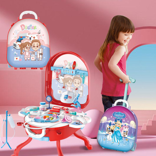 兒童扮家家酒玩具三合一變形拉桿行李箱收納箱仿真化妝台多功能益智