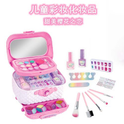 兒童彩妝扮家家酒兒童化妝品套裝彩裝箱手提箱指甲油梳妝台