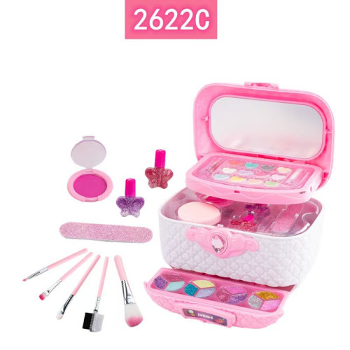 兒童彩妝扮家家酒兒童化妝品套裝彩裝箱手提箱指甲油梳妝台