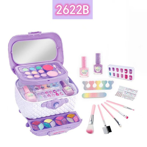 兒童彩妝扮家家酒兒童化妝品套裝彩裝箱手提箱指甲油梳妝台