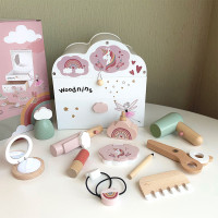 woodnins木製雲朵梳妝盒化妝台玩具公主仿真扮家家酒彩妝打扮化妝品