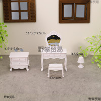 迷你家具臥室場景娃娃屋配件梳妝台床頭櫃梳妝桌化妝台兒童扮家家酒