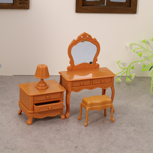 迷你家具臥室場景娃娃屋配件梳妝台床頭櫃梳妝桌化妝台兒童扮家家酒