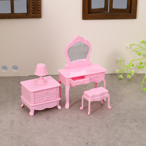 迷你家具臥室場景娃娃屋配件梳妝台床頭櫃梳妝桌化妝台兒童扮家家酒
