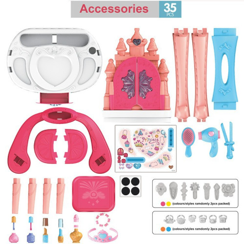 兒童扮家家酒彩妝玩具感應開門梳妝台飾品套裝 聲光仿真化妝台