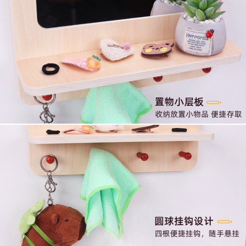 女孩玩具仿真兒童木質北歐風梳妝台扮家家酒擺台寶寶化妝鏡裝飾鏡