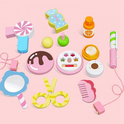 木製仿真扮家家酒彩虹梳妝台玩具套裝女孩化妝台首飾盒公主生日禮物