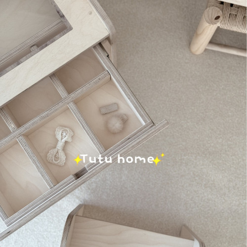 Ins風兒童梳妝台化妝桌椅樺木海洋板兒童房女孩公主床頭櫃化妝台