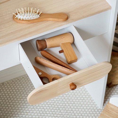 2025新款兒童木製梳妝台仿真玩具北歐風女孩扮家家酒公主化妝台