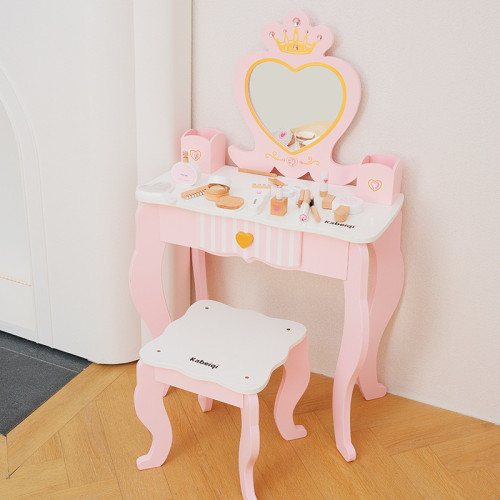 歐式新款木製扮家家酒愛心梳妝台玩具女孩套裝兒童化妝台益智玩具 歐式新款木製扮家家酒愛心梳妝台玩具女孩套裝兒童化妝台益智玩具