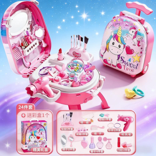 兒童化妝品玩具過家梳台盒套裝仿真美樂蒂小女孩3-6嵗寶生日禮物 兒童化妝品玩具過家梳台盒套裝仿真美樂蒂小女孩3-6嵗寶生日禮物