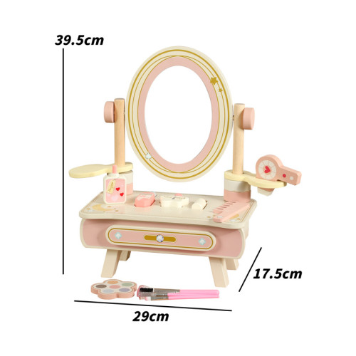 木製桌面扮家家酒梳妝台套裝玩具仿真化妝玩具梳子理髮香水女孩玩具