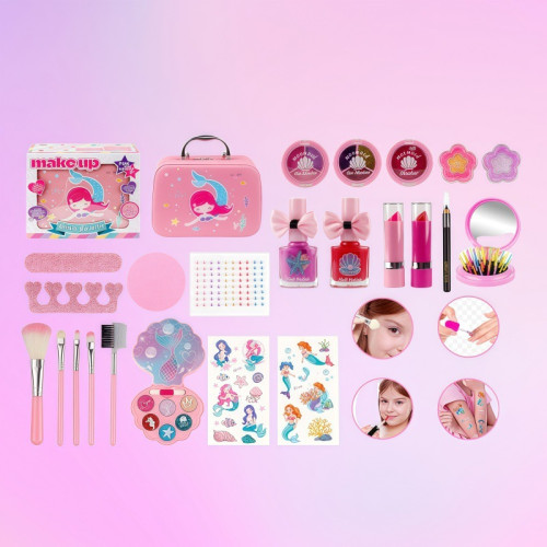 兒童彩妝女孩扮家家酒玩具仿真兒童化妝品手提包套裝禮物梳妝台