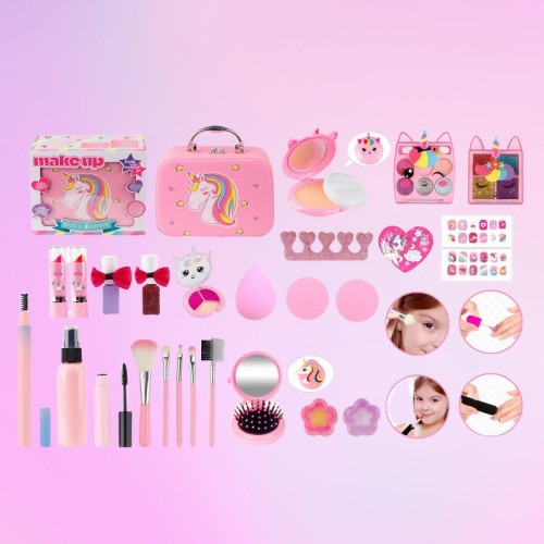 兒童彩妝女孩扮家家酒玩具仿真兒童化妝品手提包套裝禮物梳妝台