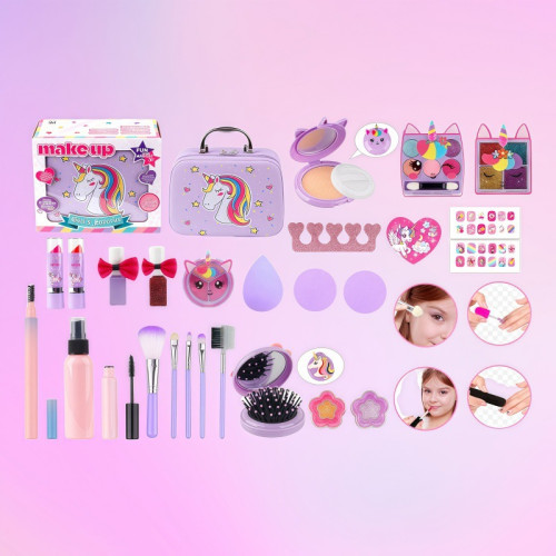 兒童彩妝女孩扮家家酒玩具仿真兒童化妝品手提包套裝禮物梳妝台