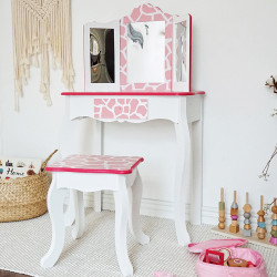 兒童扮家家酒仿真粉色梳妝台公主化妝桌盒玩具3-6嵗7小女孩生日禮物