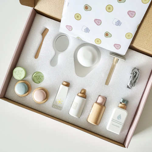 nunukids兒童化妝玩具木質女孩仿真面膜套裝扮家家酒梳妝台生日禮物