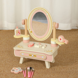 女孩木質梳妝台小公主折曡化妝首飾盒兒童扮家家酒玩具寶寶生日禮物