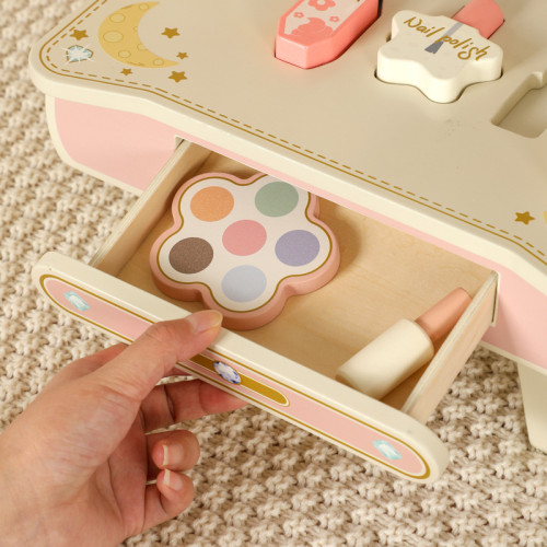 女孩木質梳妝台小公主折曡化妝首飾盒兒童扮家家酒玩具寶寶生日禮物