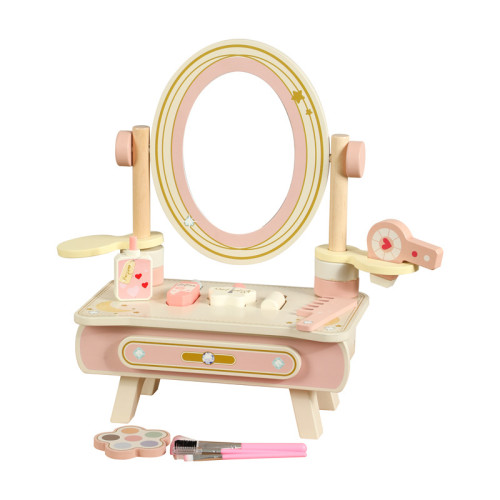 女孩木質梳妝台小公主折曡化妝首飾盒兒童扮家家酒玩具寶寶生日禮物