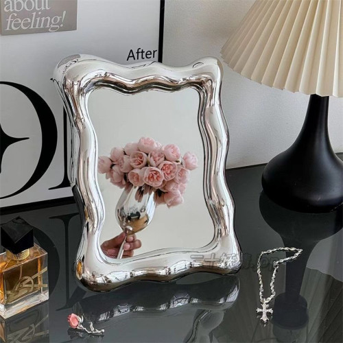 ins輕奢化妝鏡桌面桌上型不規則梳妝台鏡子復古臥室高級裝飾擺件 ins輕奢化妝鏡桌面桌上型不規則梳妝台鏡子復古臥室高級裝飾擺件