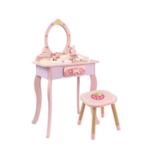 女孩韓風公主仿真皇冠梳妝台美妝飾品化妝桌扮家家酒彩妝套益智玩具