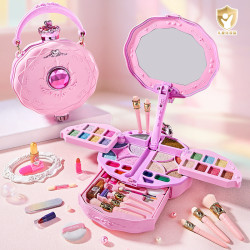 兒童化妝品玩具套裝女孩彩妝梳妝台小公主手提美妝箱扮家家酒禮物
