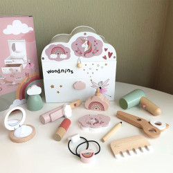 雲和木玩木製雲朵梳妝盒化妝台玩具公主仿真扮家家酒彩妝打扮化妝品