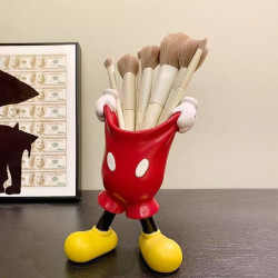 米奇臥室梳妝台毛筆眉筆收納筒化妝刷置物架學生桌面創意筆筒擺件