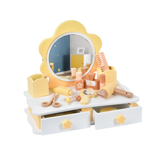 兒童花朵梳妝台小女孩扮家家酒仿真玩具木質化妝桌女童生日禮物收納 兒童花朵梳妝台小女孩扮家家酒仿真玩具木質化妝桌女童生日禮物收納