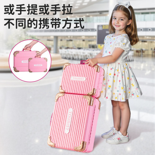 新款梳妝台行李箱扮家家酒玩具拉桿旅行箱3合1仿真化妝工具兒童玩具