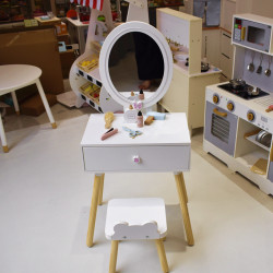 女孩兒童節日生日禮物仿真梳妝台化妝台盒扮家家酒木質小公主玩具